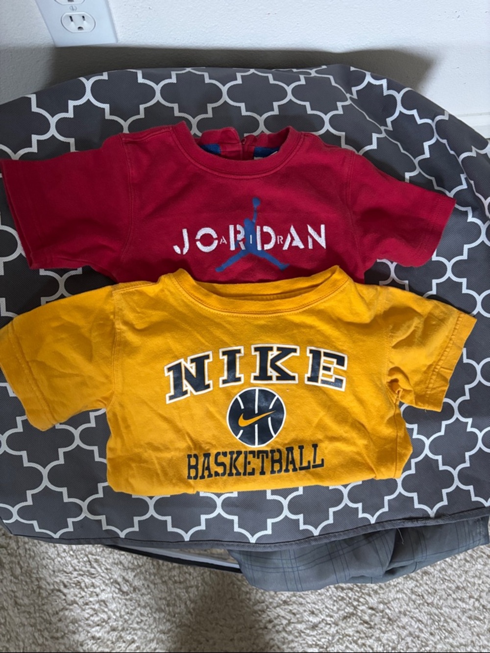 Two Basketball Tees Red Jordan, Yellow Nike 24 mths/2T